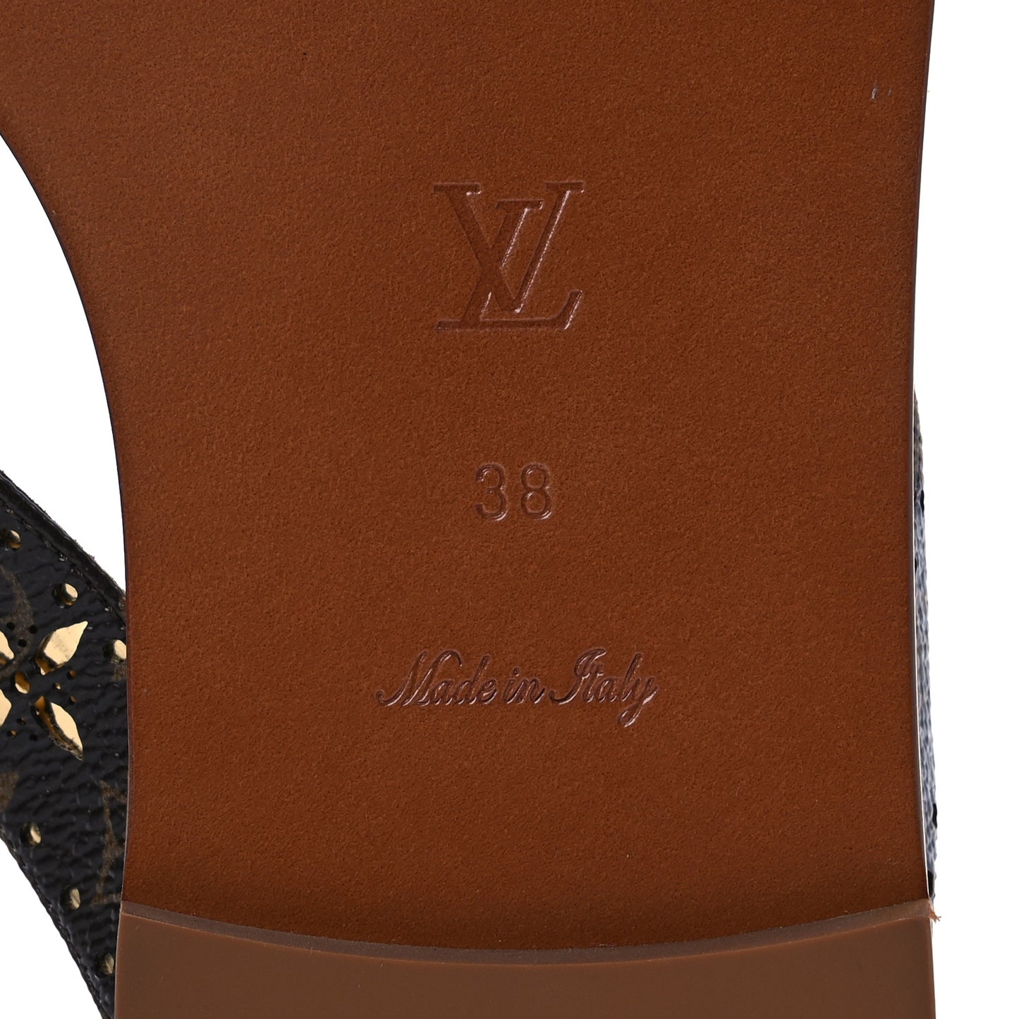Monogram Sunny Flat Thong Sandals 38 Brown