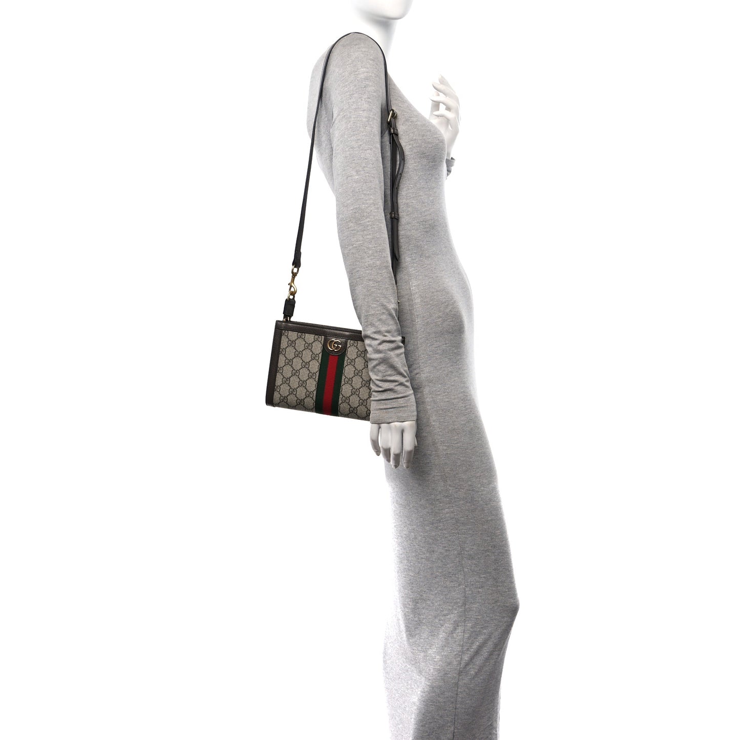 GG Supreme Monogram Web Small Ophidia Shoulder Bag Brown