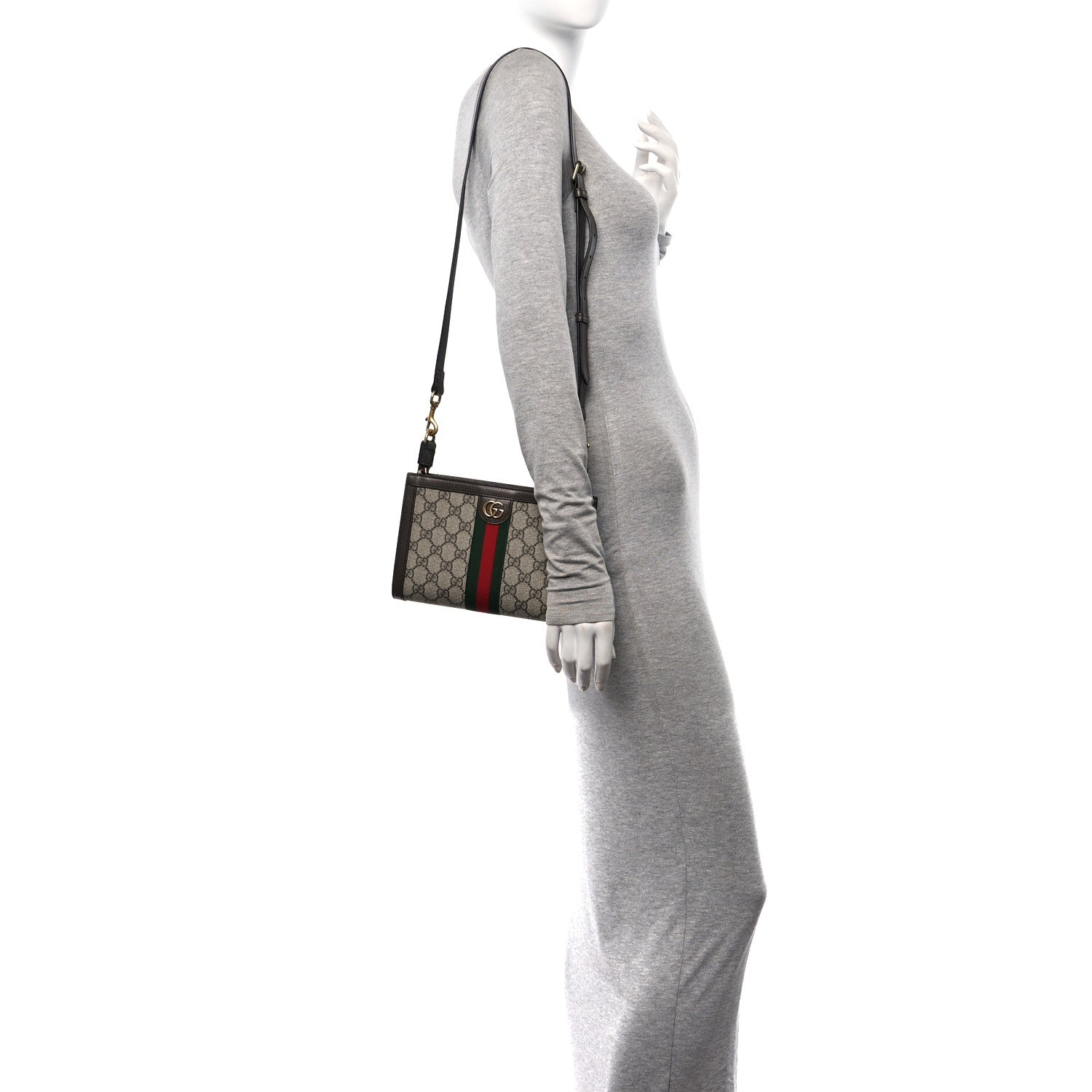 Gucci GG Supreme Monogram Web Small Ophidia Shoulder Bag Brown 2 of 12