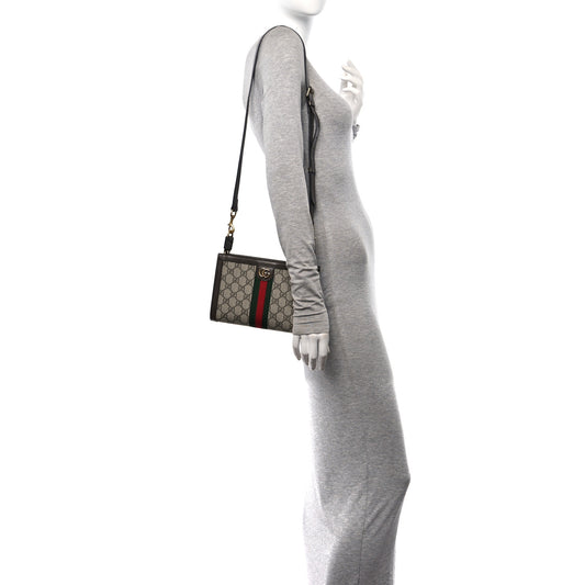 GG Supreme Monogram Web Small Ophidia Shoulder Bag Brown