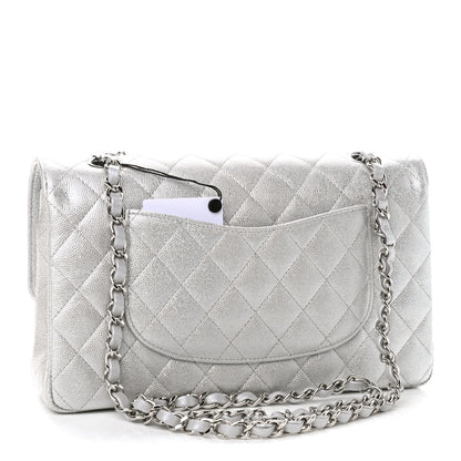 Chanel Glittered Metallic Caviar Quilted Medium Double Flap Silver 3 of 9