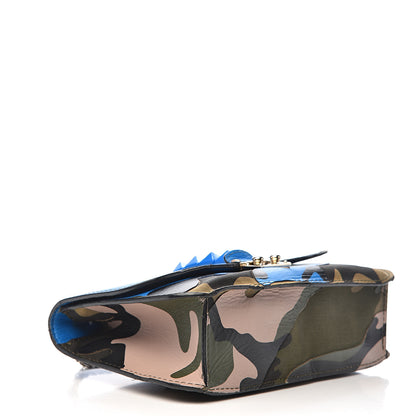 Valentino Garavani Nappa Canvas Camouflage Medium Glam Lock Rockstud Flap Blue Fluo 4 of 18