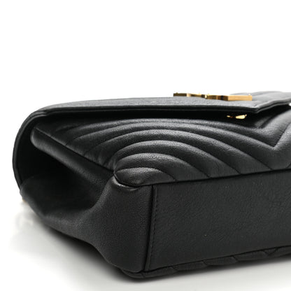 Saint Laurent Sheepskin Matelasse Chevron Monogram Medium College Bag Black 10 of 11