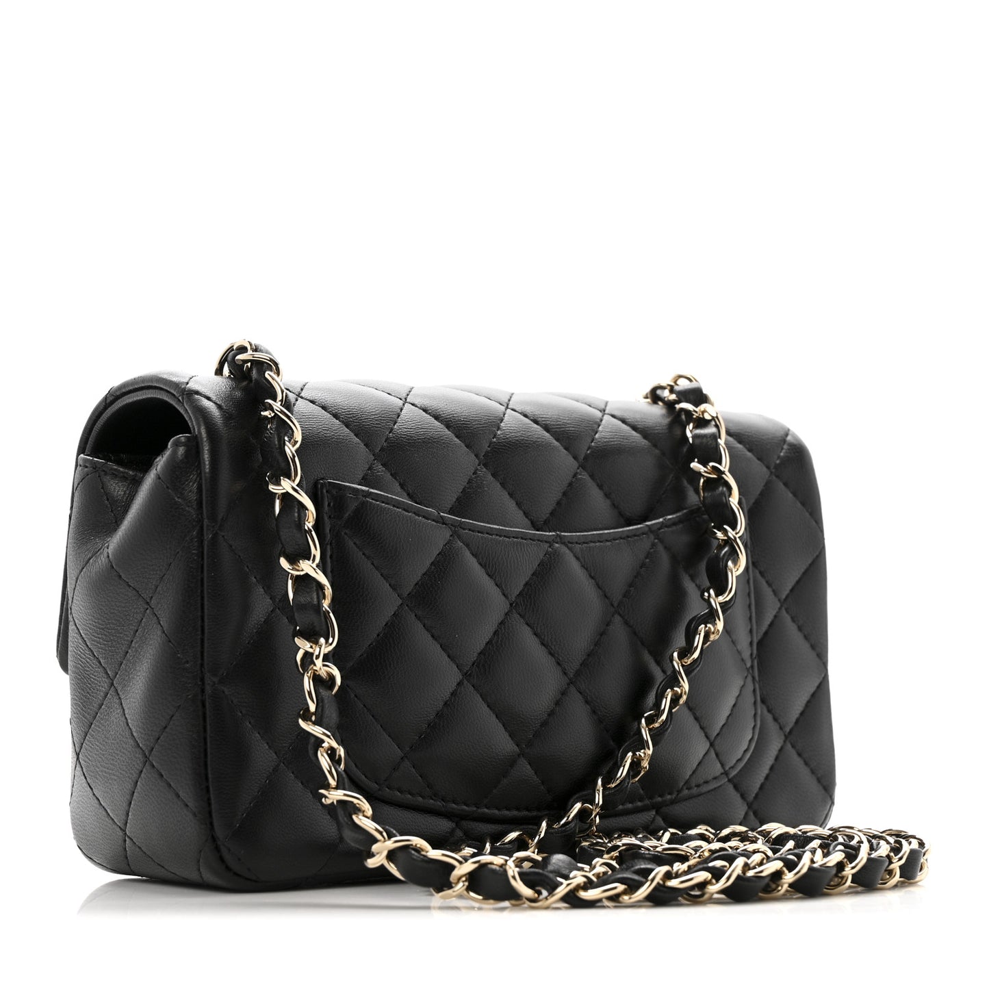 Lambskin Quilted Mini Rectangular Flap Black