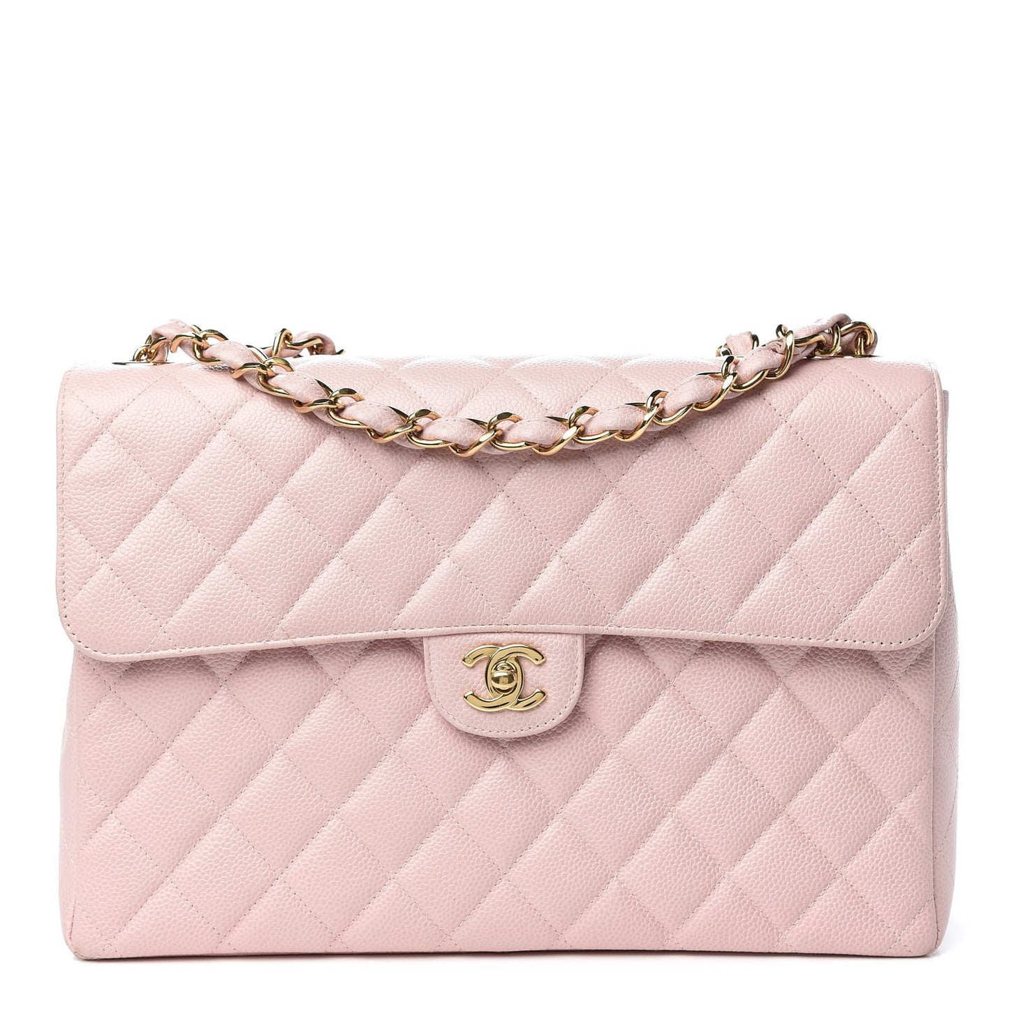 Caviar Quilted Jumbo Single Flap Light Pink