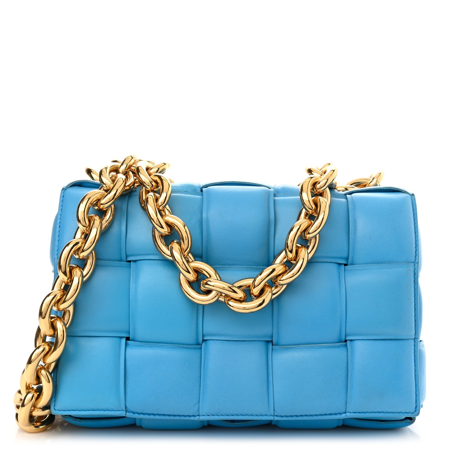 Bottega Veneta Lambskin Maxi Intreccio Padded Chain Cassette Crossbody Bag Swimming Pool 1 of 9
