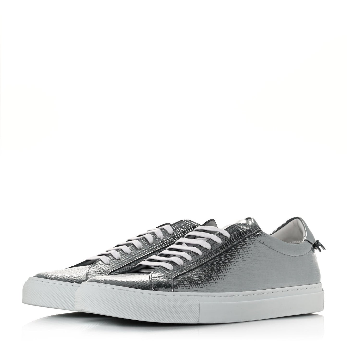 Calfskin Metallic Monogram Urban Street Sneakers 45 Silver