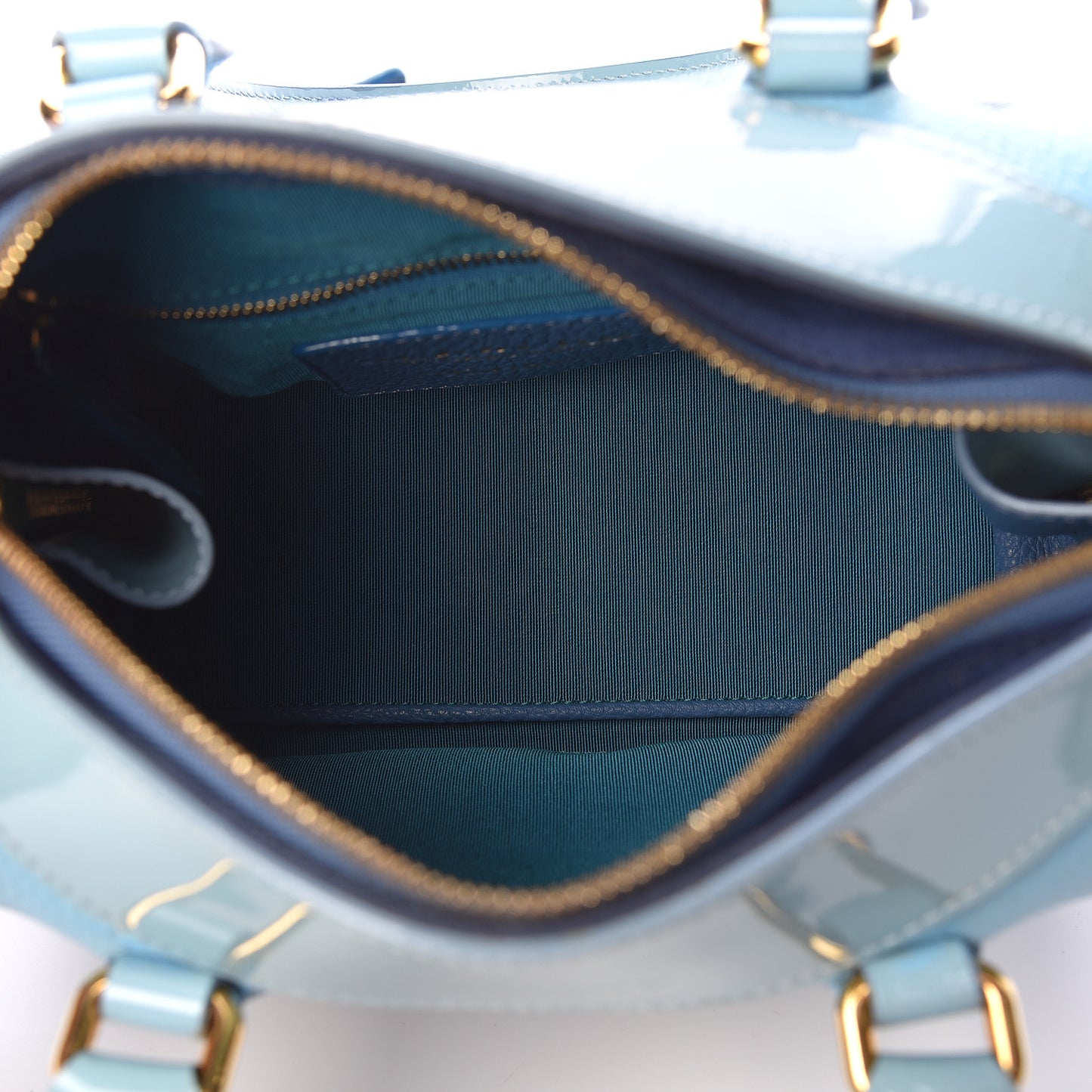 Grained Calfskin Little Bee Bowling Bag Blue