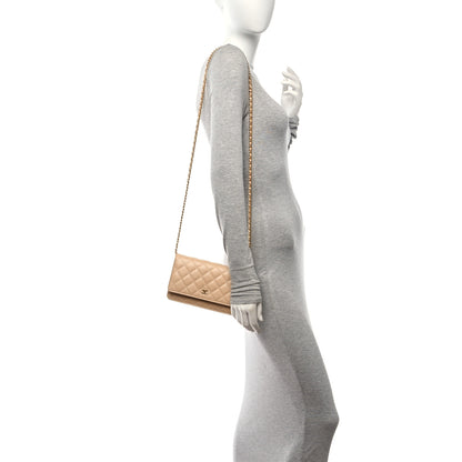 Chanel Caviar Quilted Wallet on Chain WOC Beige 2 of 12