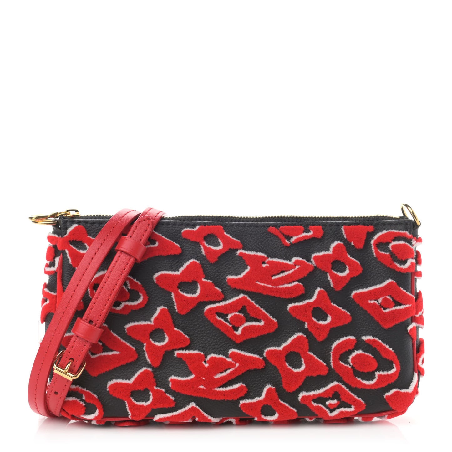 X UF Tufted Monogram Pochette Accessories Black Red