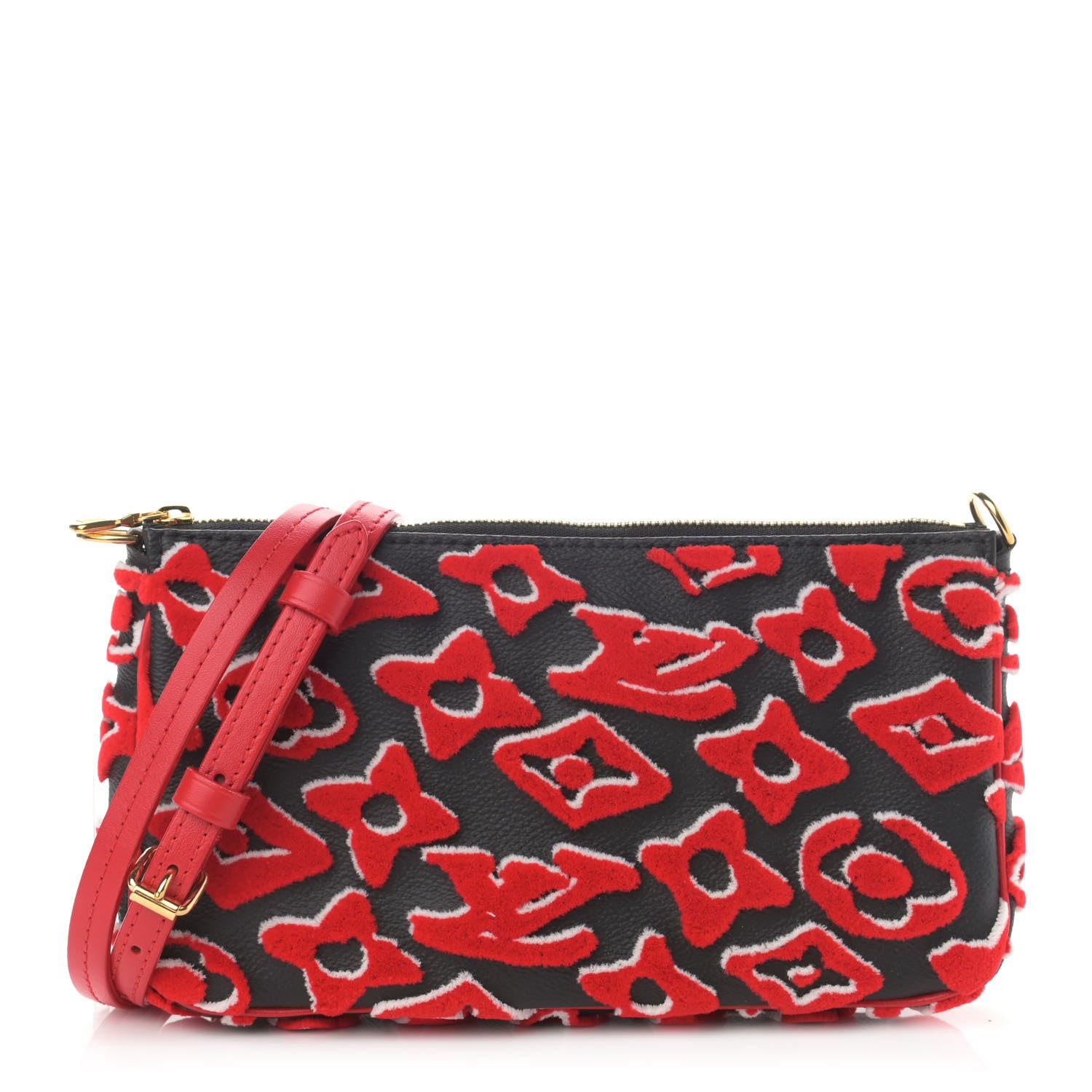 Louis Vuitton X UF Tufted Monogram Pochette Accessories Black Red 1 of 11