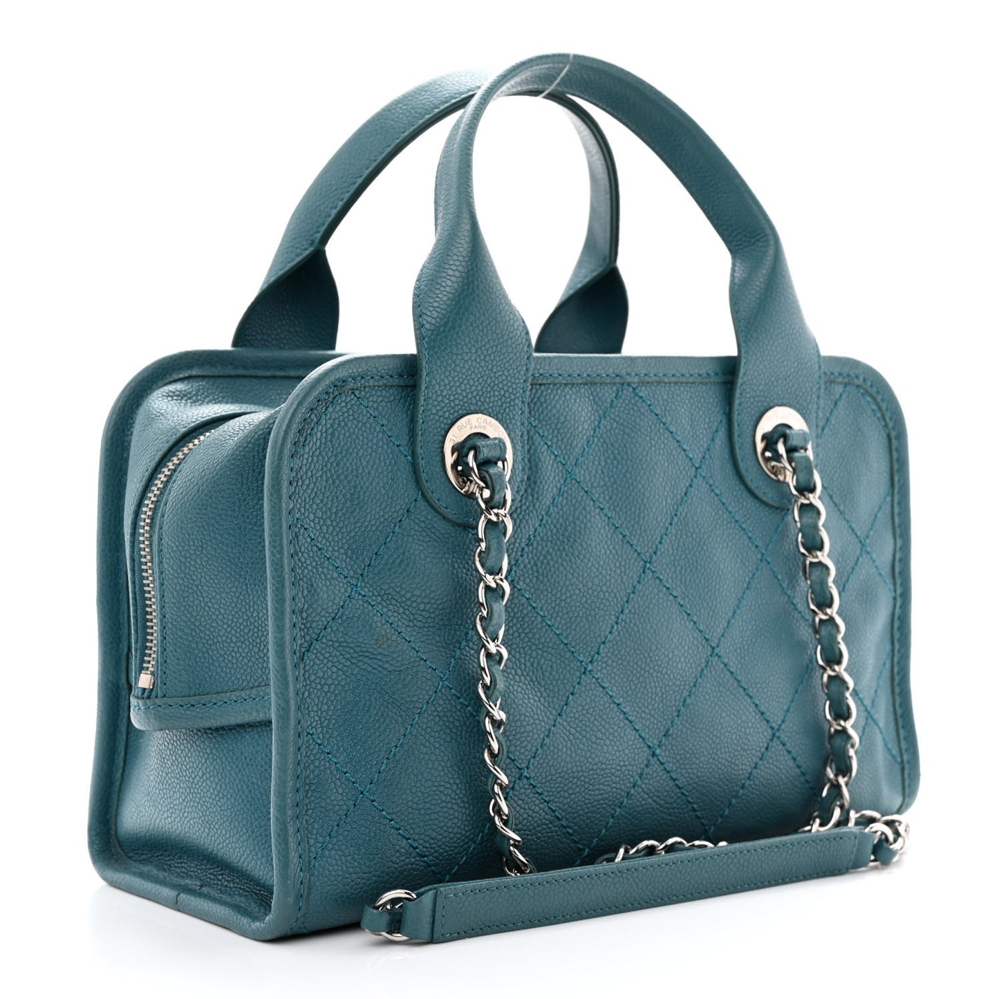 Caviar Quilted Small Deauville Bowling Bag Blue