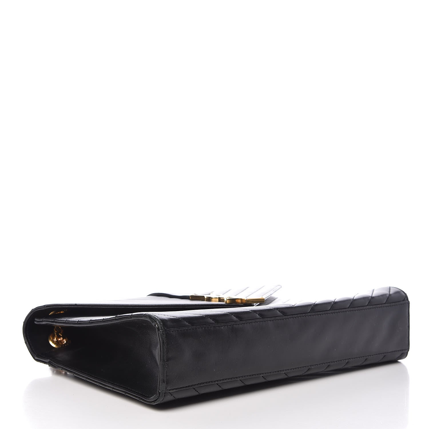 Saint Laurent Smooth Calfskin Matelasse Chevron Large Monogram Satchel Black 4 of 13