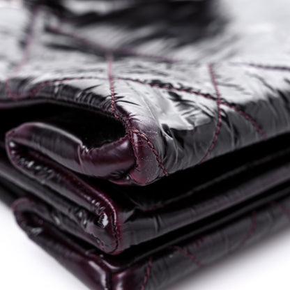 Chanel Patent Quilted Accordion Tote Burgundy 10 of 19