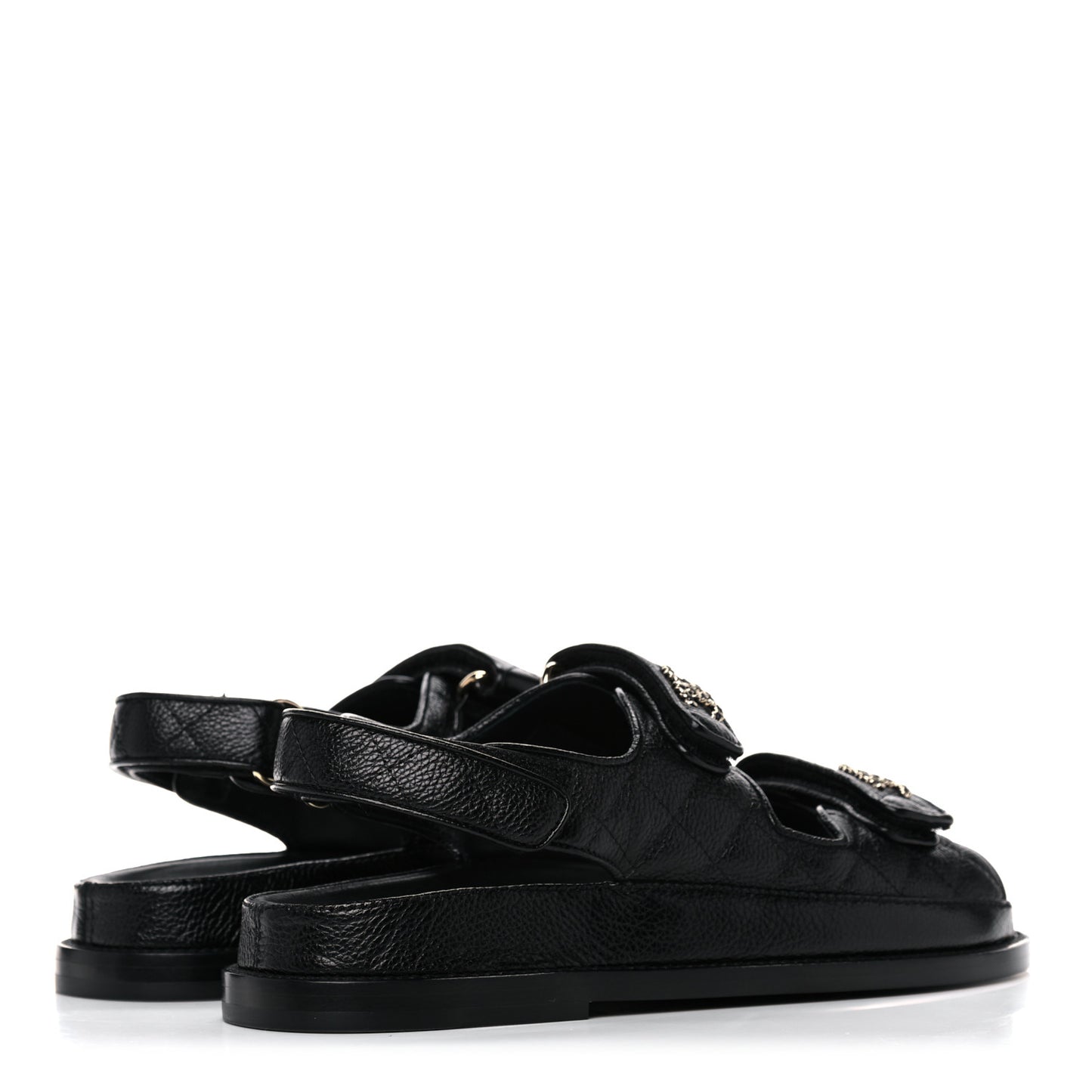 Grained Calfskin Velcro Dad Sandals 38 Black