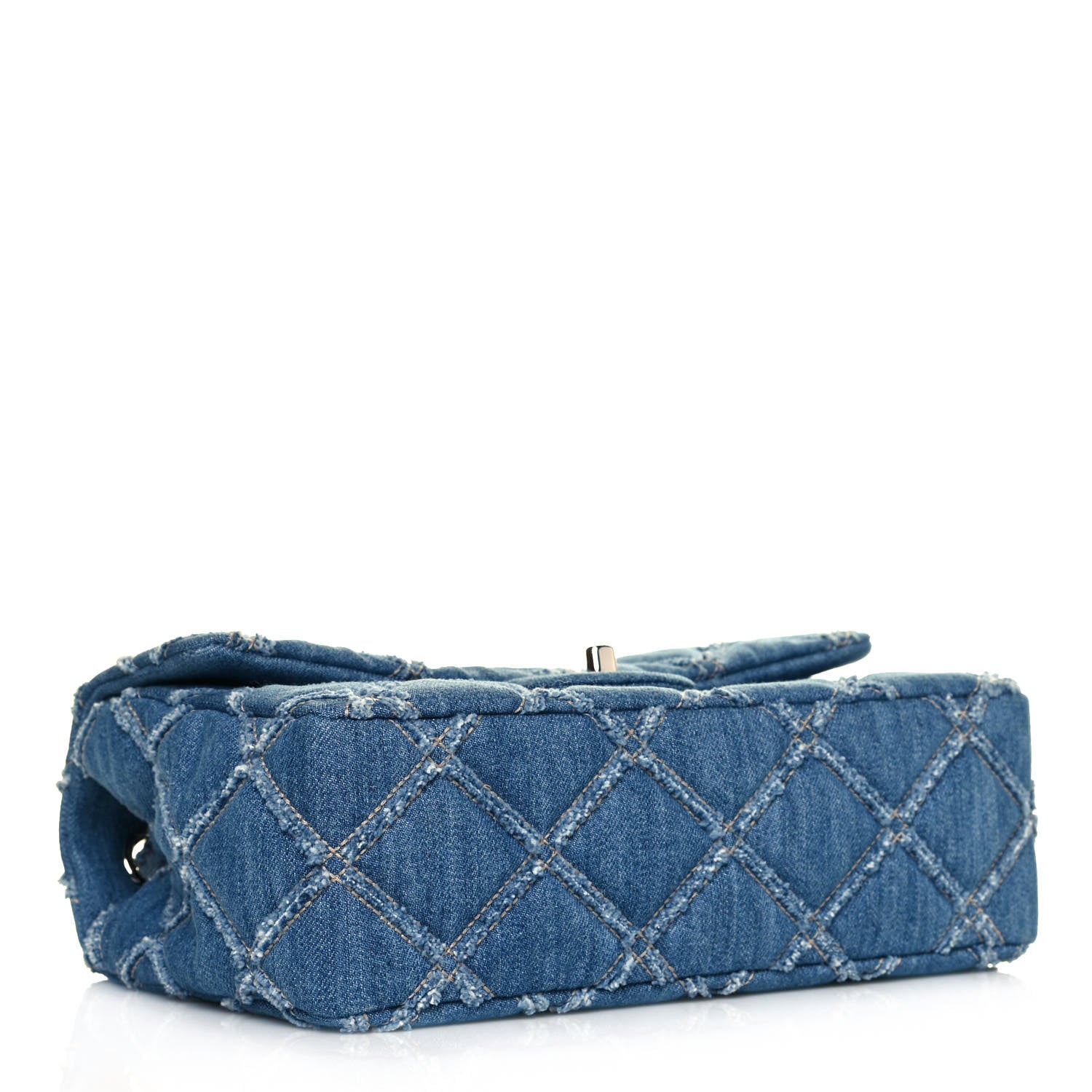 Chanel Denim Quilted Medium Distressed Single Flap Blue 3 of 10