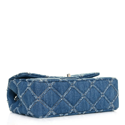 Chanel Denim Quilted Medium Distressed Single Flap Blue 3 of 10