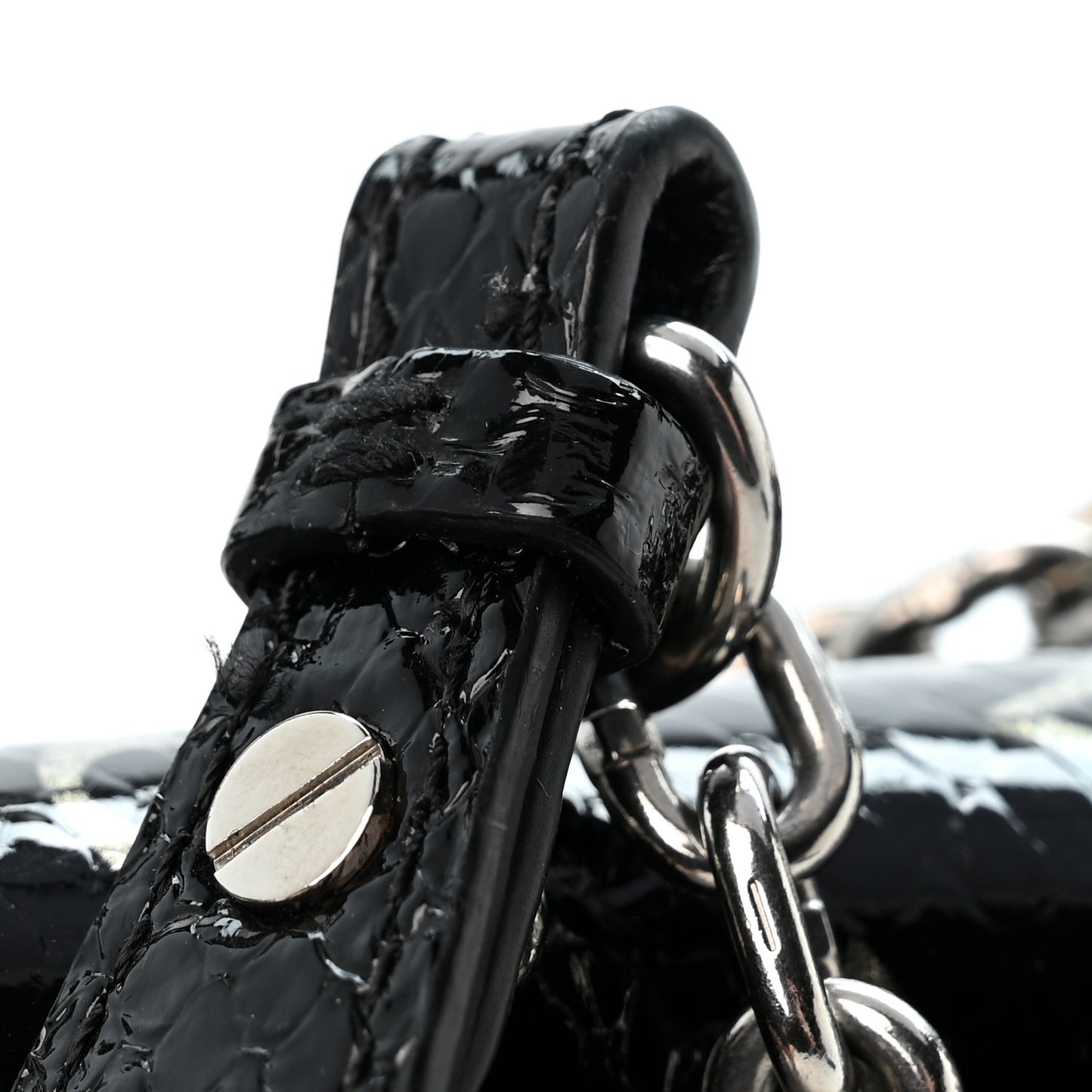 Snakeskin Monogram Twist Shoulder Bag PM Black