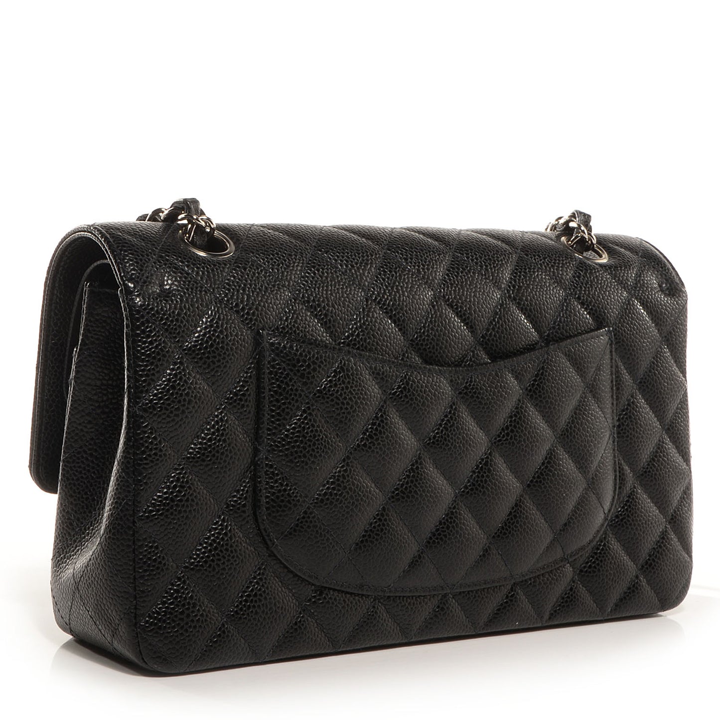 Caviar Quilted Medium Double Flap Black