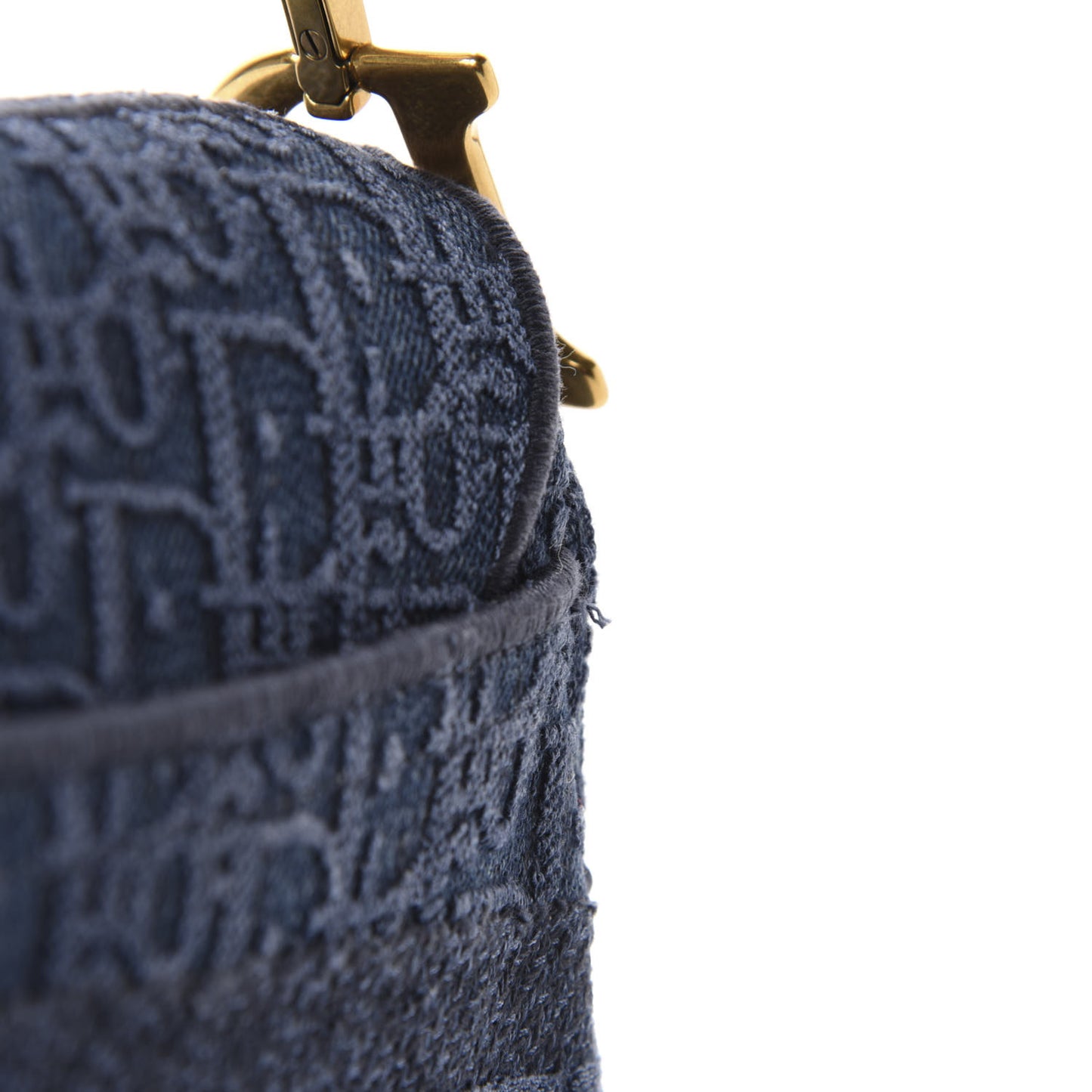 Oblique Embroidered Saddle Bag Denim Blue