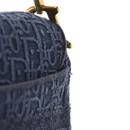 Christian Dior Oblique Embroidered Saddle Bag Denim Blue 12 of 12