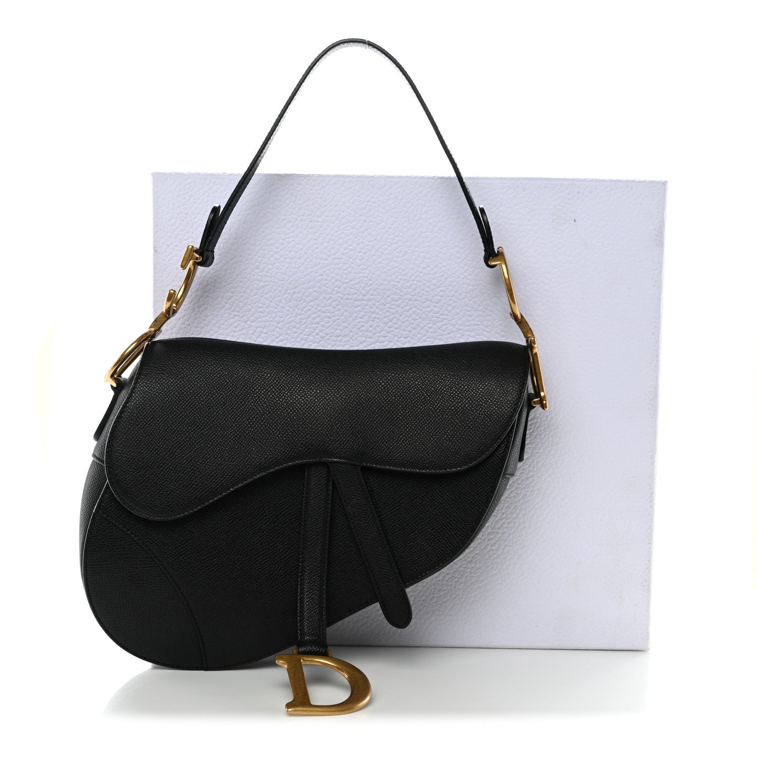 Christian Dior Grained Calfskin Saddle Bag Black 11 of 11