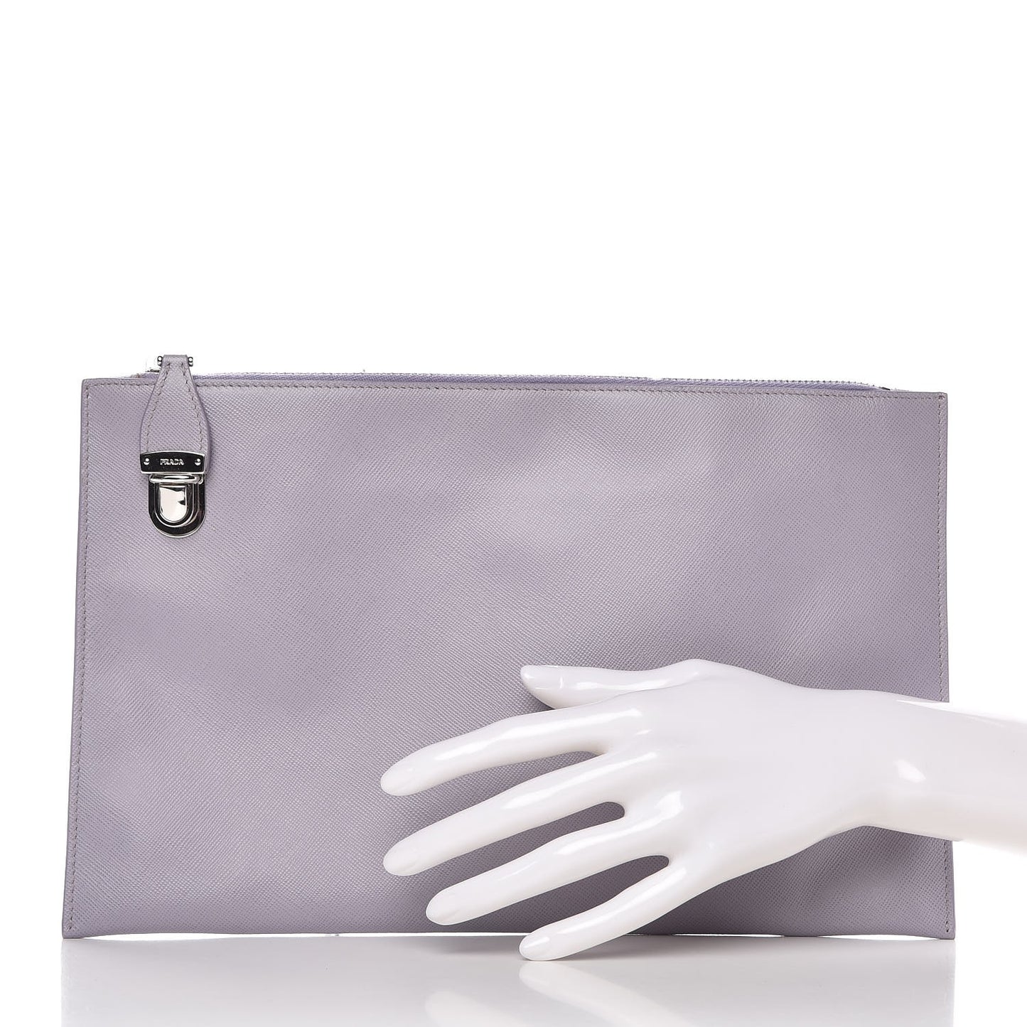 Saffiano Lux Clutch Pouch Glicine