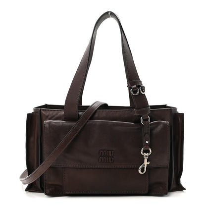 Miu Miu Nappa Utilitaire Shopping Tote Dark Brown 1 of 9