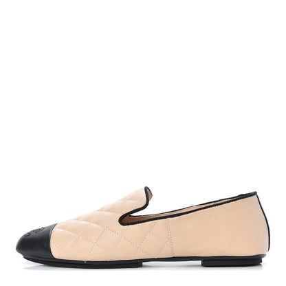 Chanel Lambskin Quilted Cap Toe Slipper With Pouch 36 Beige Black 1 of 10