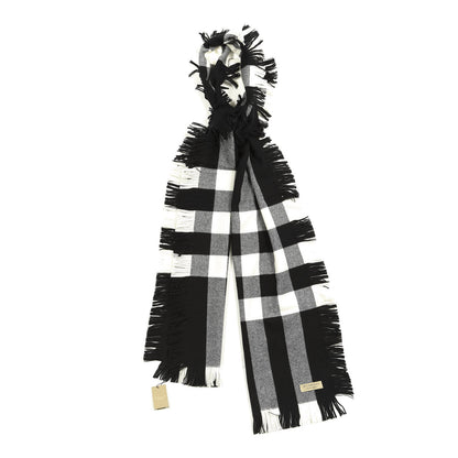 Burberry Wool Half Mega Check Fringe Scarf Black 1 of 4
