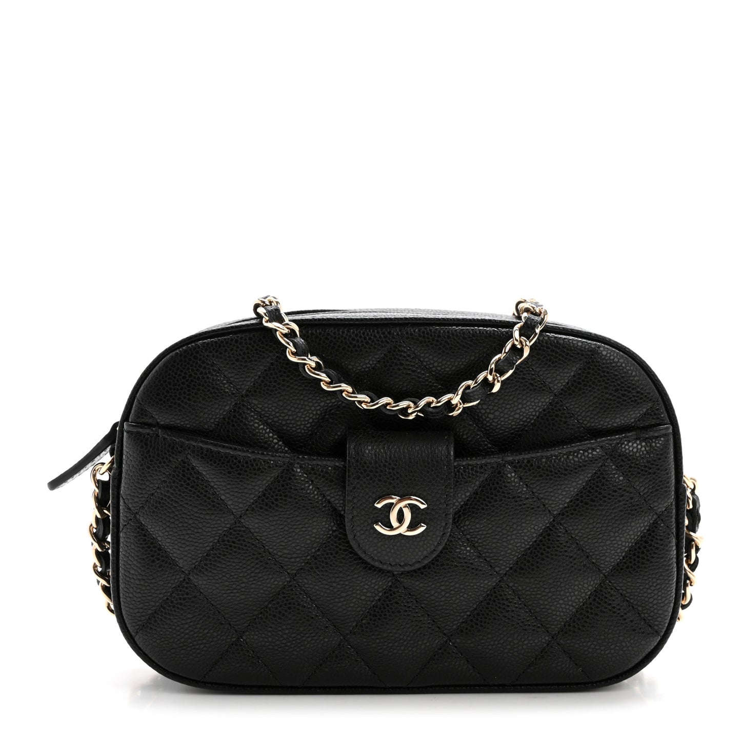 Caviar Quilted Chain Camera Bag Black