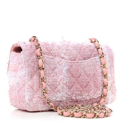 Chanel Tweed Quilted Mini Rectangular Flap Light Pink White 3 of 11