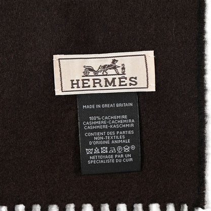 Hermes Cashmere Lambskin Patch Cuir Super H Muffler Black Marron Pollen 3 of 6