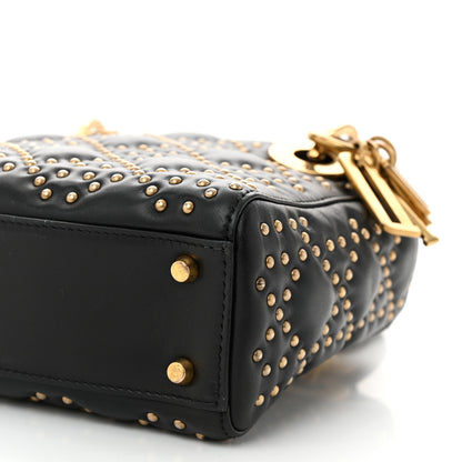Christian Dior Lambskin Studded Mini Supple Lady Dior Black 10 of 11