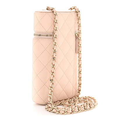 Chanel Caviar Quilted Phone Holder With Chain Light Pink 2 of 11