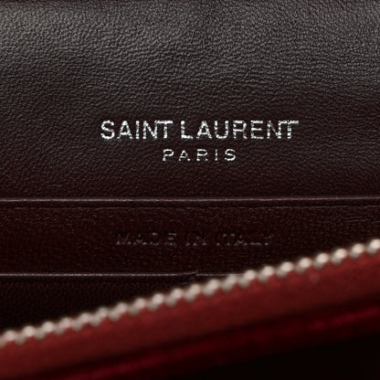 Saint Laurent Velvet Crystal Monogram Kate Tassel Shoulder Bag Burgundy 6 of 10