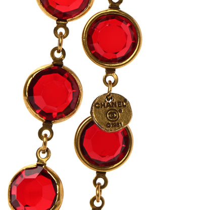 Chanel Crystal Pearl Sautoir 1981 Long Necklace Red 4 of 4