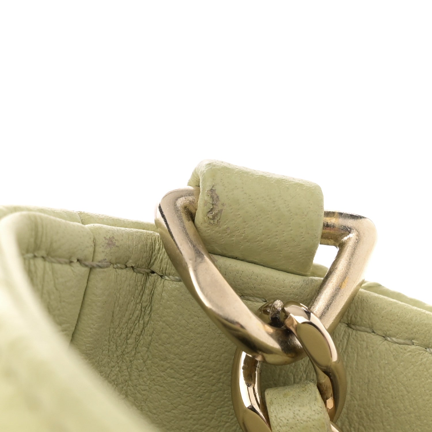 Chanel Caviar Quilted French New Wave Phone Holder With Chain Light Green 11 of 11