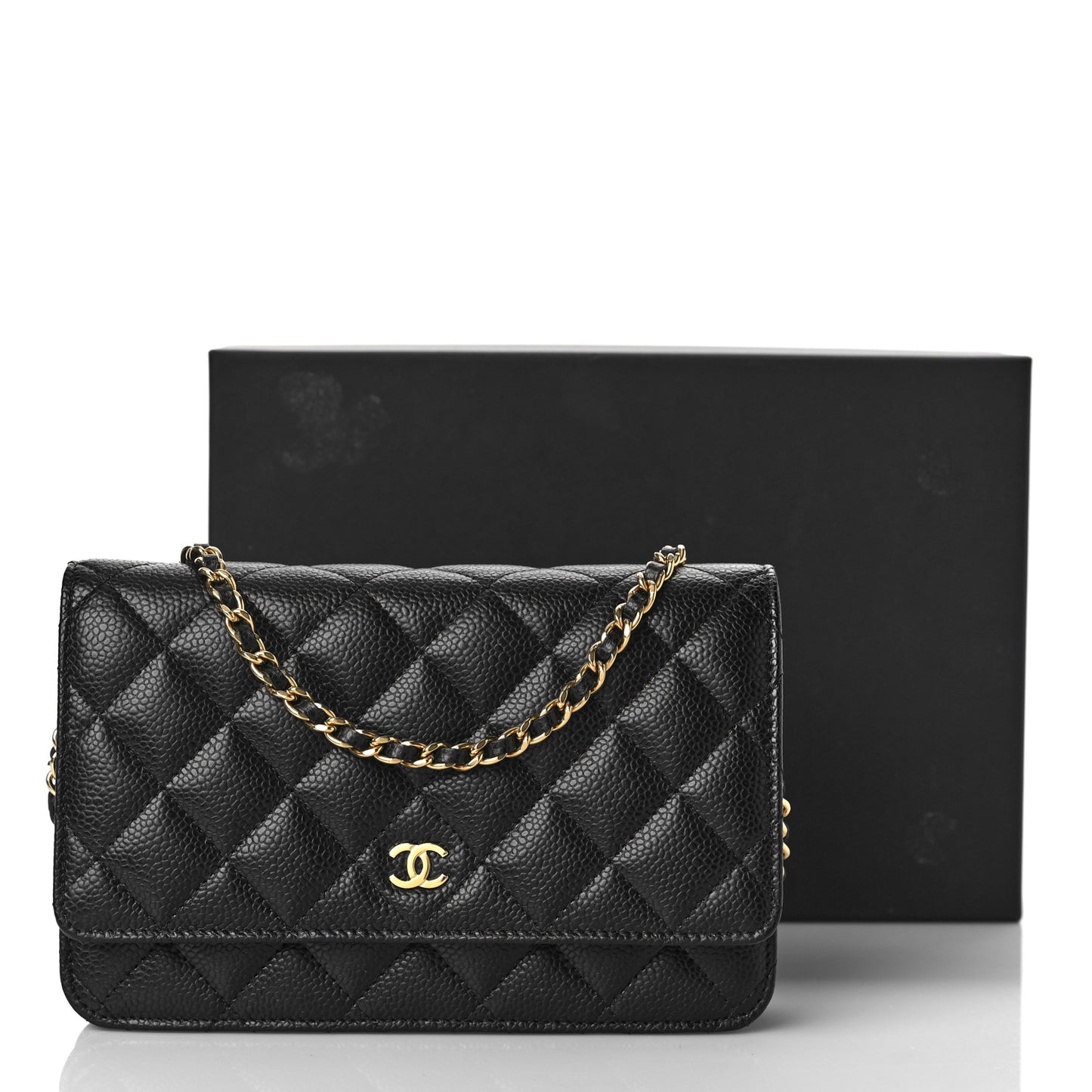 Caviar Quilted Wallet On Chain WOC Black