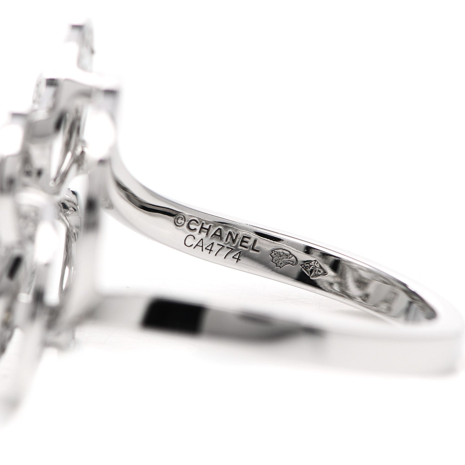 Chanel 18K White Gold Diamond Fil de Camelia Ring 54 6.75 5 of 7