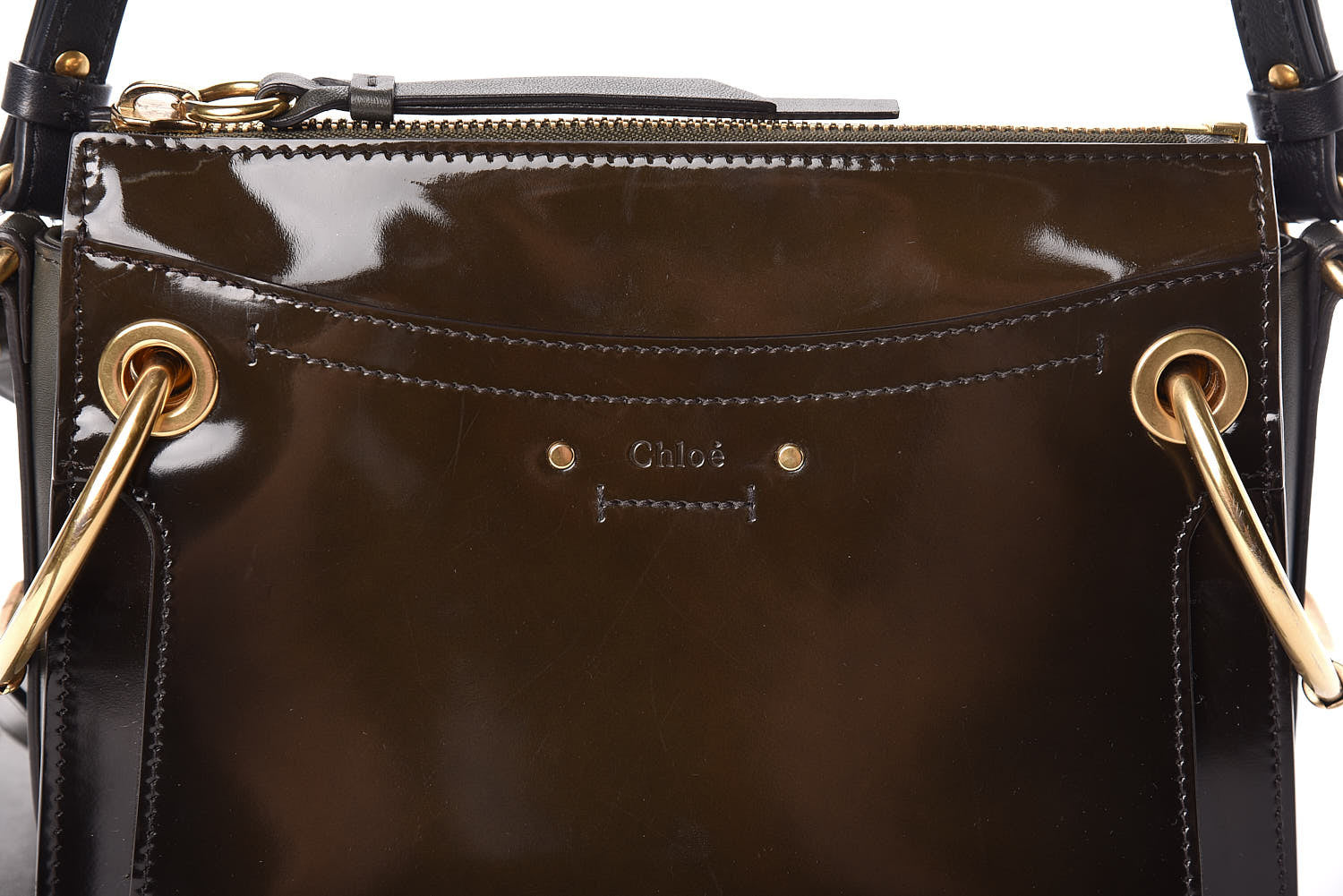 Chloe Patent Small Roy Bag Deep Forest 7 of 11