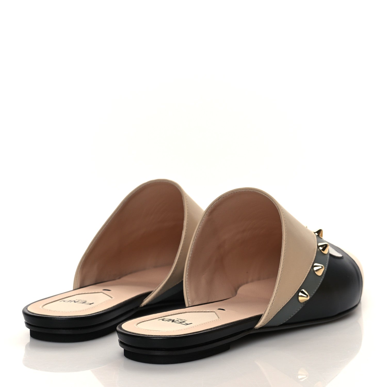 Fendi Vitello Sabot Monster Face Mules 37 Camelia 4 of 9