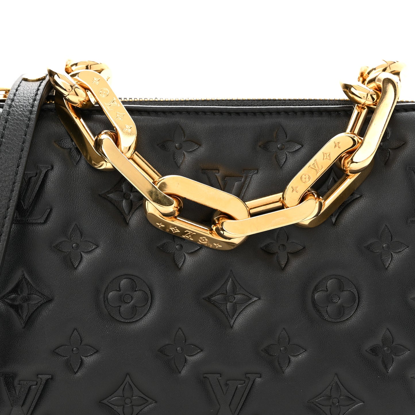Lambskin Embossed Monogram Coussin BB Black