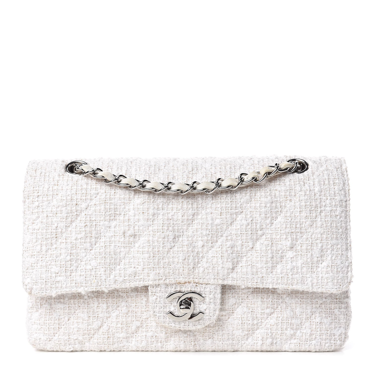 Chanel Tweed Medium Double Flap White 1 of 12