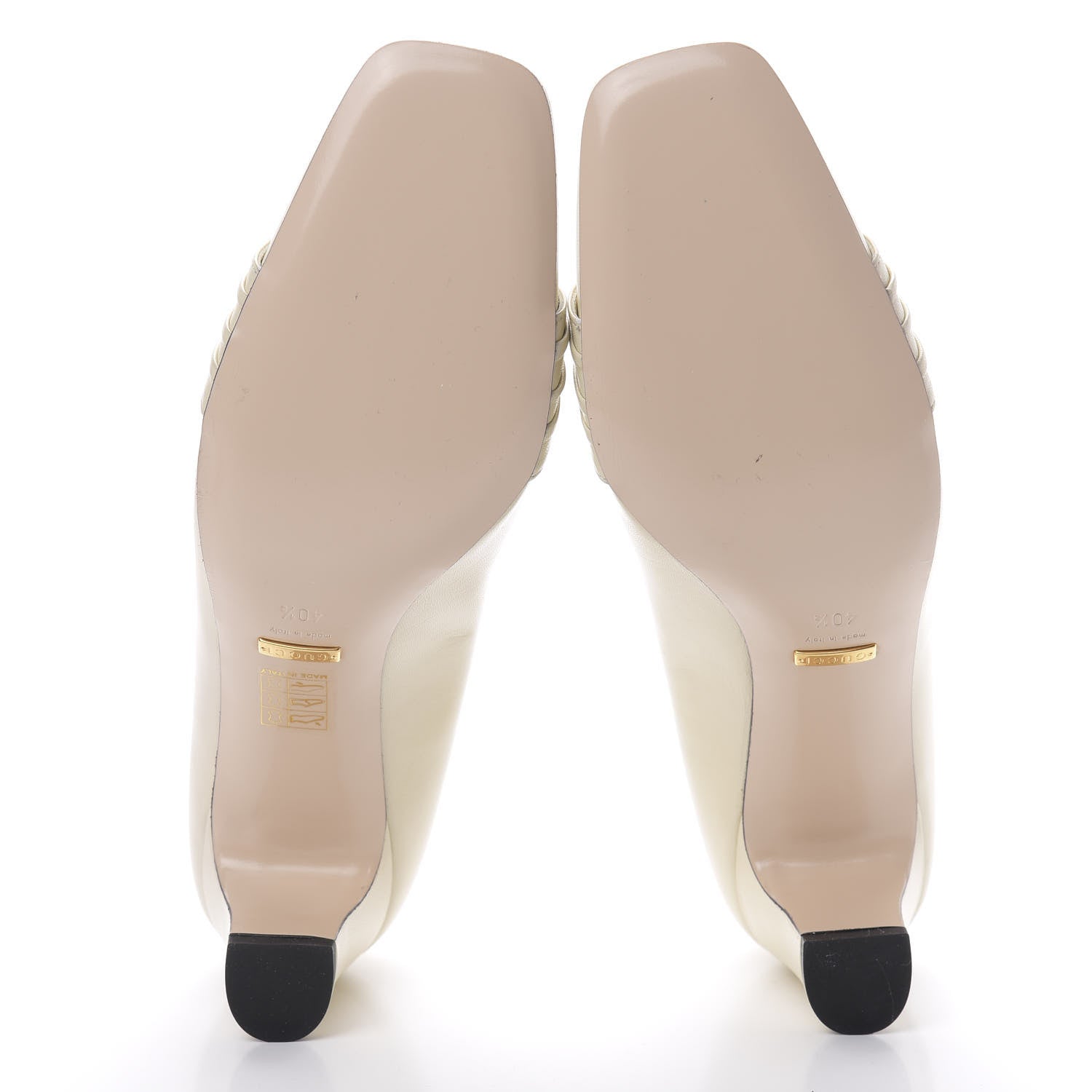 Gucci Malaga Kid Half Moon GG Square Toe Pumps 40.5 Vintage White 6 of 9
