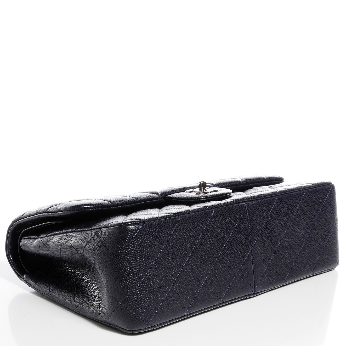 Caviar Quilted Jumbo Double Flap Navy Blue