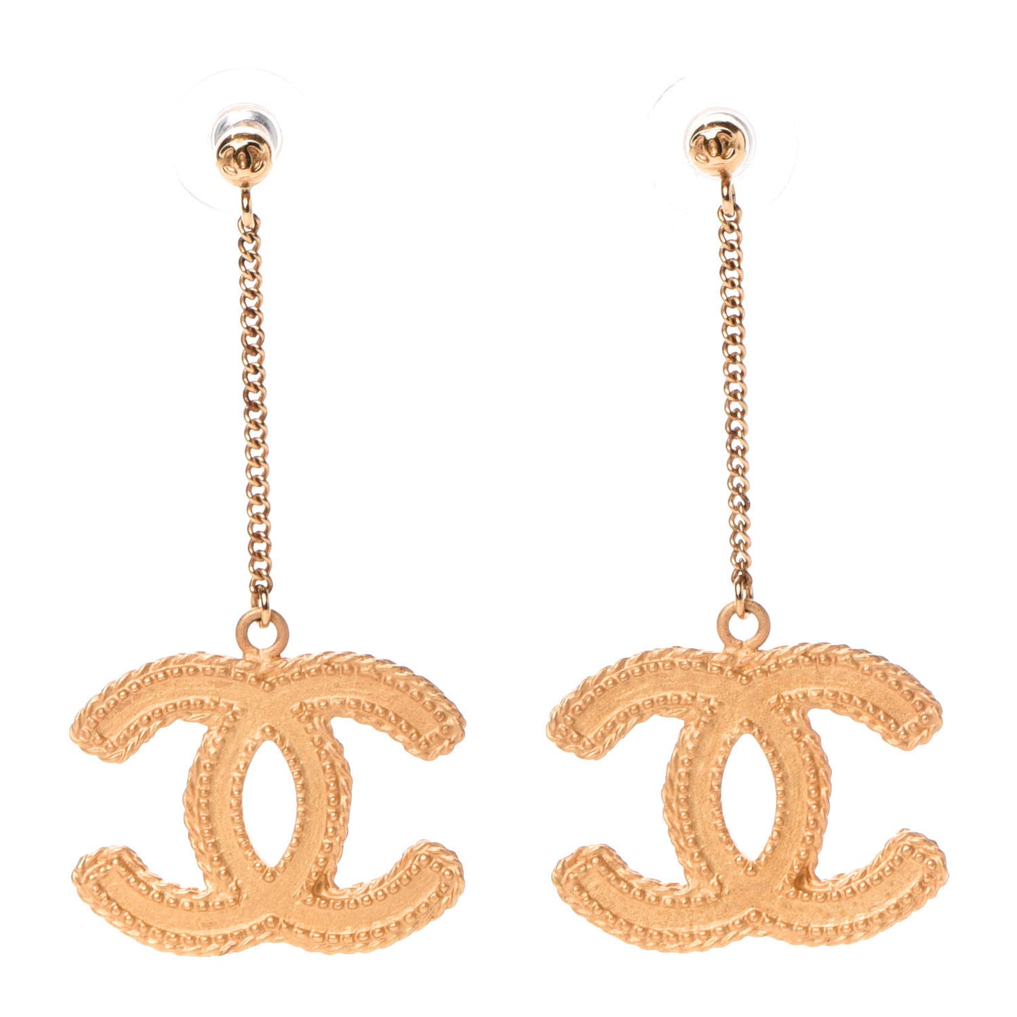 CC Drop Earrings Matte Gold
