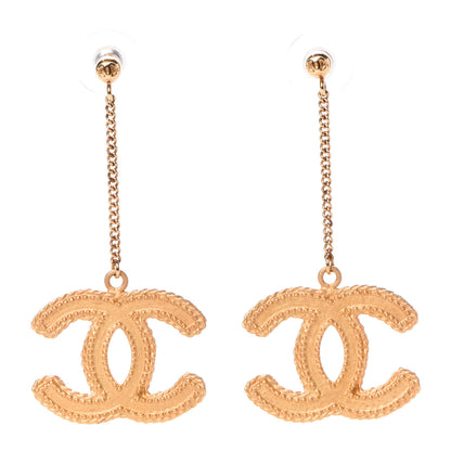 Chanel CC Drop Earrings Matte Gold 1 of 4