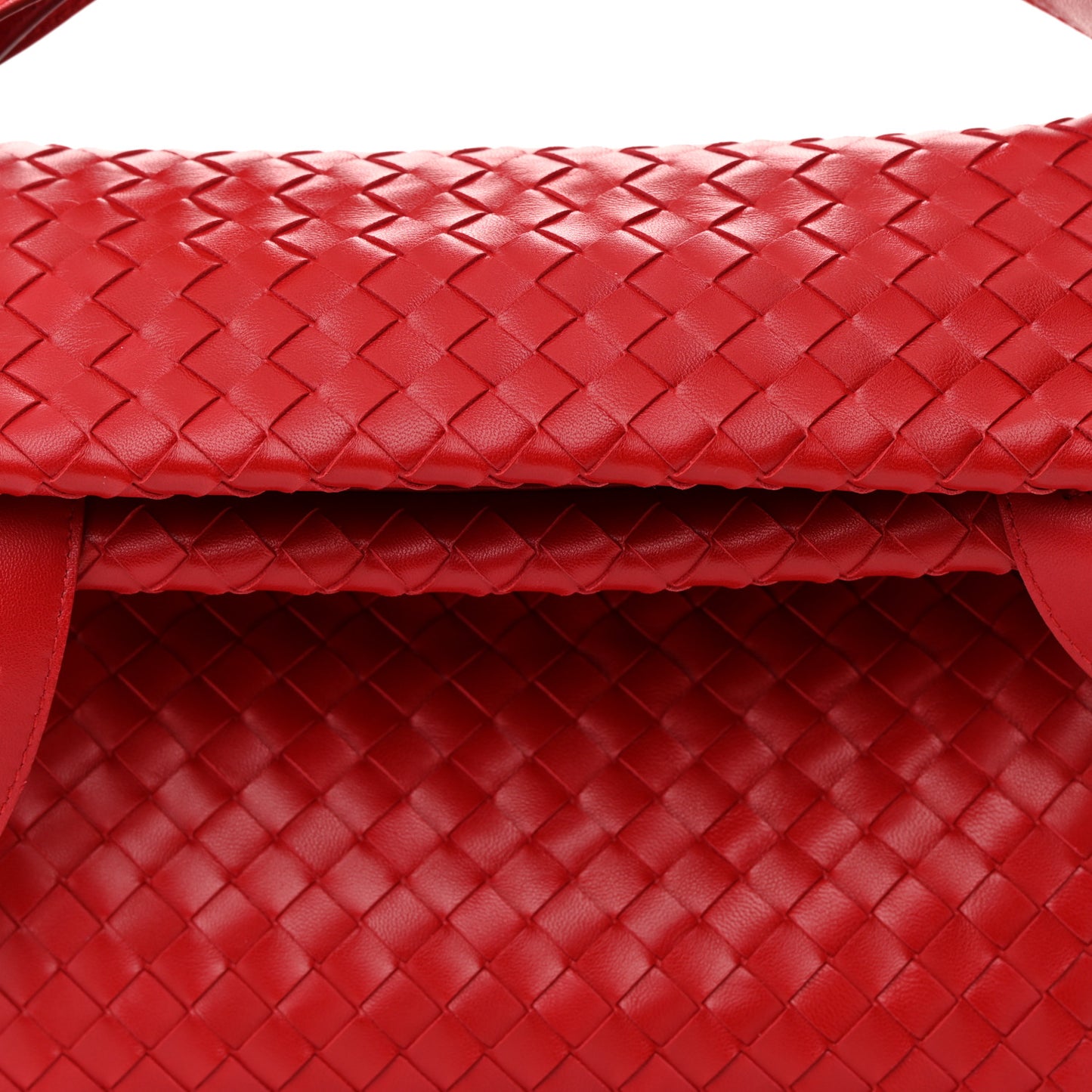Nappa Intrecciato Small Fold Flap Shoulder Bag Red