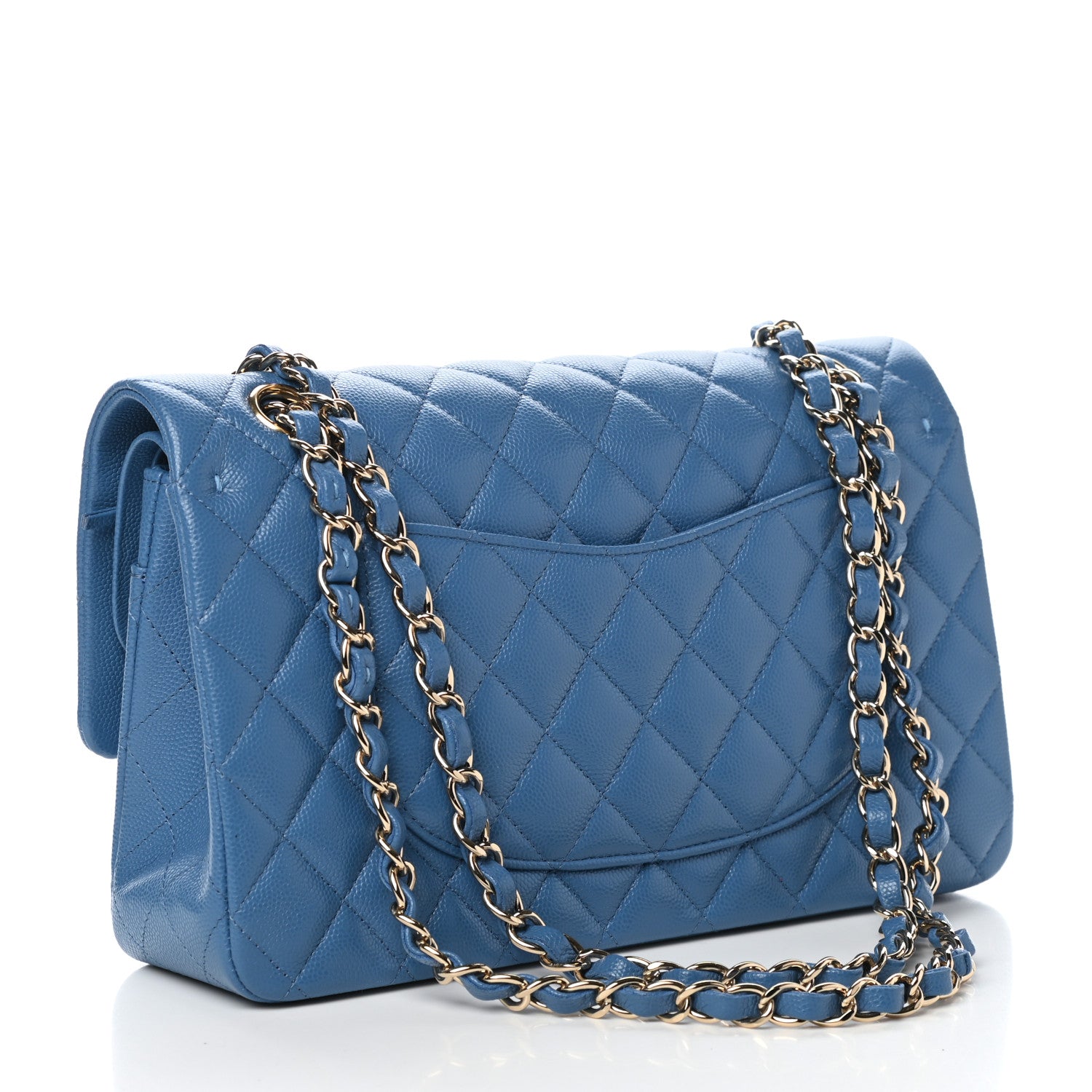 Chanel Caviar Quilted Medium Double Flap Blue 3 of 11